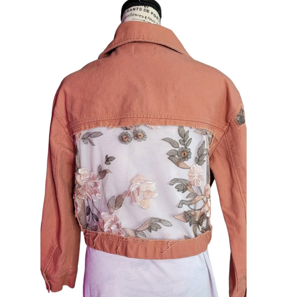 Refashioned sheer embroidered jacket Unique
